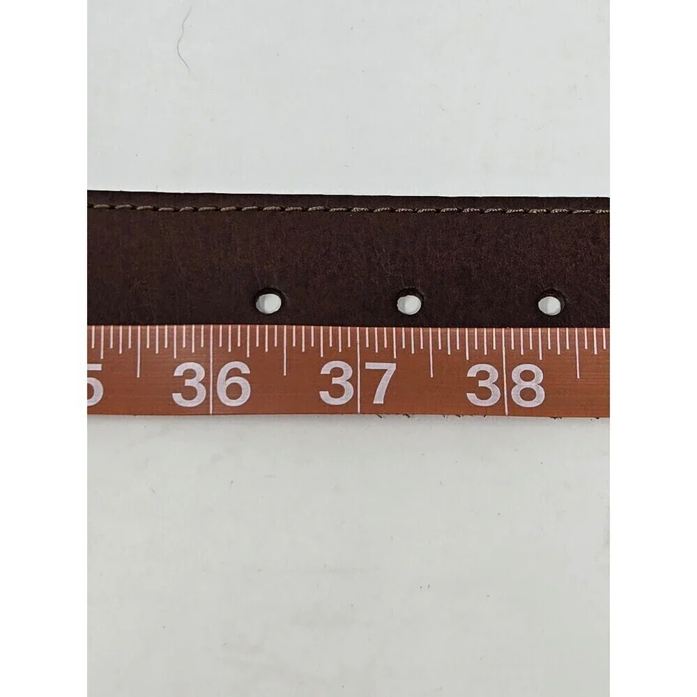 TALBOTS WIDE STRETCH LEATHER STATEMENT BELT COCO BROWN BRASS BUCKLE WOMEN OS